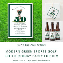 Modern Green Sport Golf Birthday Party For Him