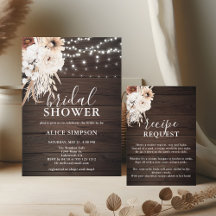 Rustic Wood Boho Flowers Bridal Shower