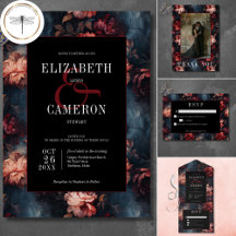 Dark Gothic Vintage Red & Pink Floral Wedding