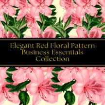 Elegant Red Floral Pattern Business Essentials 