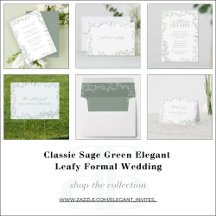Classic Sage Green Elegant Leafy Formal Wedding