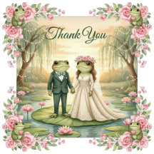 Whimsical Frog Couple Wedding Thank You Cards