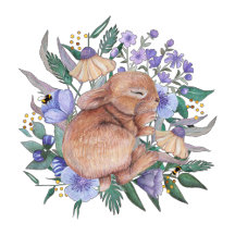 Hand Drawn Easter Bunny Rabbit Birthday-Baby Showe