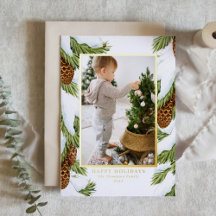 Watercolor Snowy Pinecones Holiday Collection