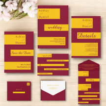 Delicate Burgundy And Gold Stripes Simple Wedding