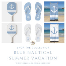 Modern Blue Nautical Anchor Summer Vacation