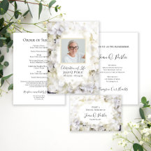 White Hydrangea Watercolor Funeral Memorial 