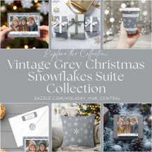 Vintage Grey Christmas Snowflakes Suite Collection