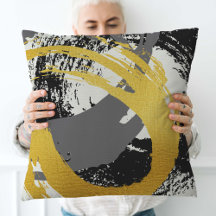 Modern Brushstrokes - Gold, Gray & Black