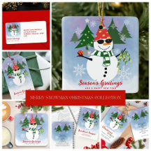 Funny Merry And Bright Christmas Snowman Party