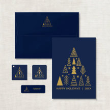 Navy Blue and Gold Christmas Tree Holiday