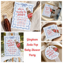 Blue Gingham Soda Pop Baby Shower