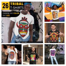 Alien, Ghost Mask & Multicolor Tribal Faces Tops