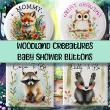 Woodland Creature Baby Shower Buttons