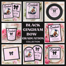 Black Gingham Bow Graduation Party Collection
