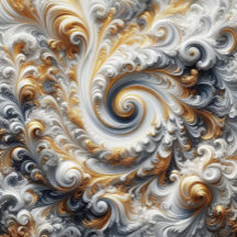 Abstract Swirling - White, Gold and Black