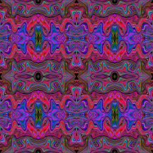 Wavy Blue and Rainbow Red Trippy Pattern