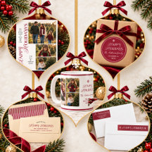Happy Holidays Burgundy Champagne Beige Stationery