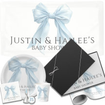 Blue Bow Girl Coquette Baby Shower Supplies