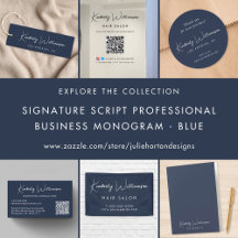 Signature Script Business Monogram - Blue