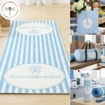 Whimsical Blue White Stripe Monogram Fun Leisure