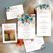 Fall Wedding Suite Teal Burnt Orange