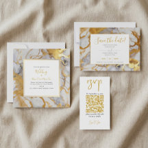 White and gold marble wedding supplies