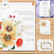 Rustic Summer Wildflowers & Sunflowers Wedding