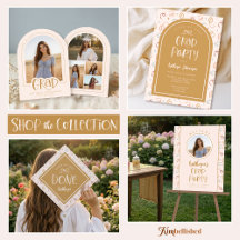 Trendy Blush Pink & Gold Confetti Graduation