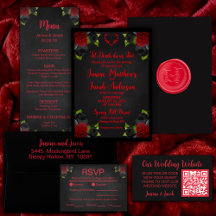 Til Death Do Us Part Gothic Red and Black Rose 