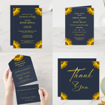 Yellow Flowers on Navy Blue background Monogram 