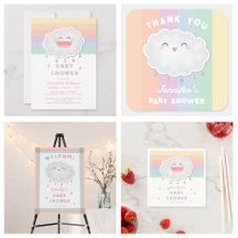 Cute Cloud Raindrops Gender Neutral Baby Shower
