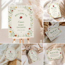 Cute Gingham Ladybug & Wildflower