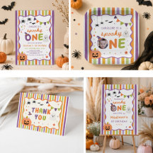 Colorful Striped Spooky Halloween Birthday 