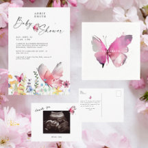 Pink Butterfly Baby Shower Collection