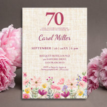 70th Birthday Pink Wildflower Linen Party