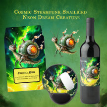 Cosmic Steampunk Snailbird – Neon Dream Creature.