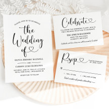Modern Black Heart Script Wedding Collection
