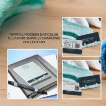 Minimal Modern Dark Blue Cleaning Services 