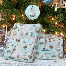 Watercolor Nautical Christmas Pattern