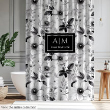 Elegant Black and White Flowers Shower Curtains