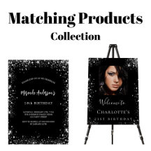 Birthday black and silver glitter