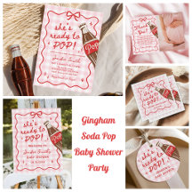 Pink Gingham Soda Pop Baby Shower