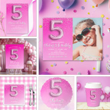 Pink Balloon Numbers 5th Birthday for Girl