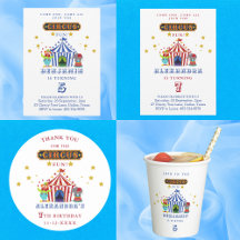 RED AND BLUE STRIPES CIRCUS BIRTHDAY