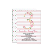 3rd Birthday Number Three Watercolor Florals