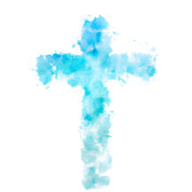 Blue Watercolor Christian Cross