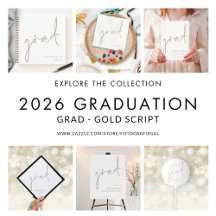 Minimalist Gold Script Graduation 2026