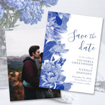 Blue Lotus Flowers   Save the Date Cards