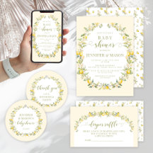 Yellow sweet lemon gender neutral baby shower